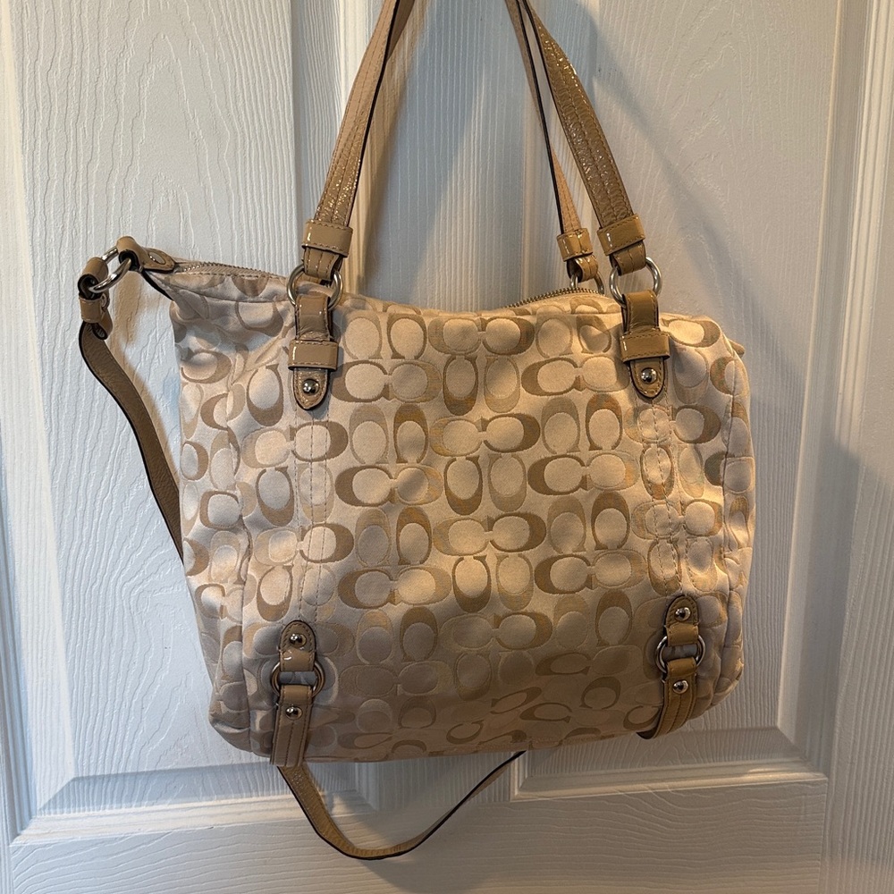 Coach Beige Monogram Shoulder Bag